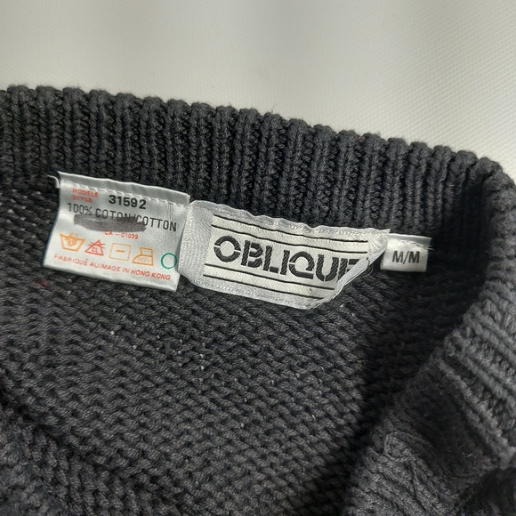 Vintage Oblique Black Crew Neck Knit Sweater, Medium, NWT - Picture 8 of 10